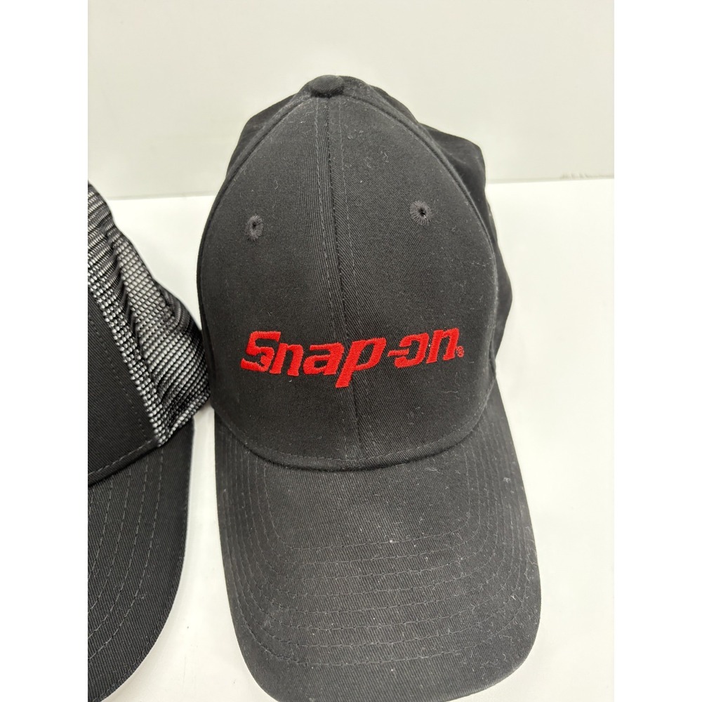 LOT OF 2 - Snap On Tools Black Adjustable Snapback & Flex Fit Baseball Hats Cap - Picture 3 of 6